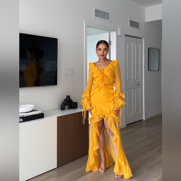 Yellow Ruffle Dress - Picture 2 of 3